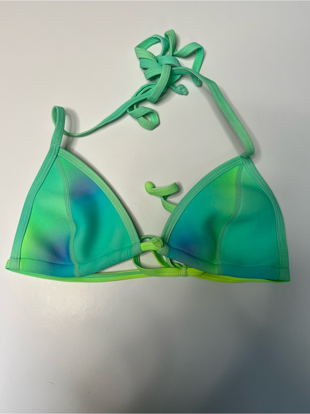 Hoaka Swimwear Mint Green Gradient Tie Dye Neoprene Triangle Bikini Top